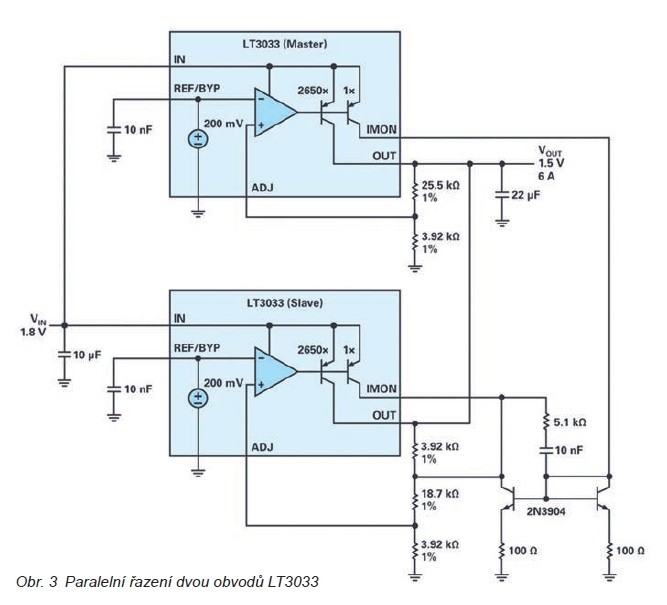 Paralelním řazením VLDO za vyšší proudy a lepší rozložení tepla 2